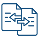 Two documents with arrows pointing between them, indicating data transfer or synchronization.